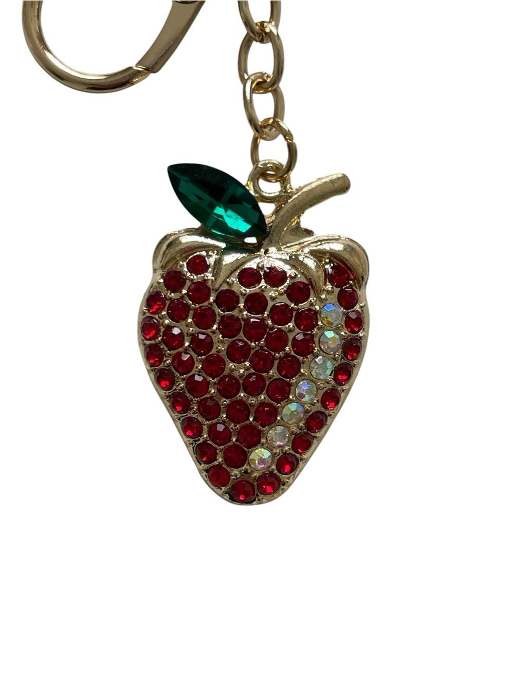 Gold Strawberry Crystal Keychain - Picture 2 of 4